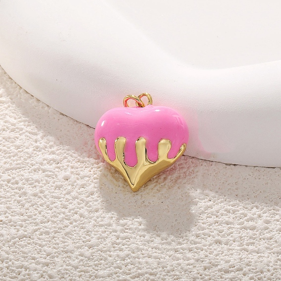 Латунь эмаль подвески, с целью перехода в кольце, золотые, подвеска в виде сердца/пончика