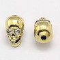 Череп латунь микро проложить кубического циркония бусы, без кадмия, без никеля и без свинца, 12x8x10 мм, отверстия : 1 mm и 2 мм