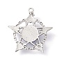 Glass Pendants, with Antique Silver Plated Alloy Findings, Star with Evil Eye