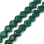 Perles synthétiques malachite brins, coupe hexagonale facettée, hexagone