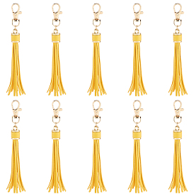 10шт. искусственная кожа с застежками из светло-золотистого сплава, кисточками и большими подвесками.