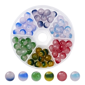 6 Style Spray Painted Glass Beads Strands, Round