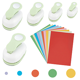 5шт. 5 виды дыроколов из АБС-пластика и сплавов для скрапбукинга и бумажного творчества, бумажные формочек, с 50шт. 10 цветов крафт-бумаги