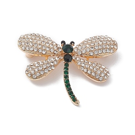 Rhinestone Dragonfly Brooch Pin, Golden Alloy Badge for Backpack Clothes