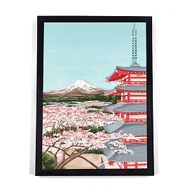 Diy 5d fuji mountain city canvas diamond painting kits, mit Harz Strass, klebriger Stift, Tablettplatte, Leim Ton, Rahmen und Reißnadel, für Zuhause Wanddekoration Vollbohrer Diamantkunstgeschenk