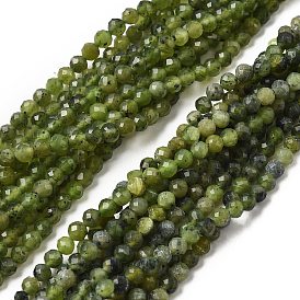 Природного зеленого нефрита нитей бисера, граненые, круглые