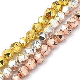 Synthetic Non-magnetic Hematite Beads Strands, Long-Lasting Plated, Faceted, Polygon