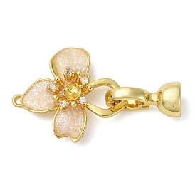 Поручительств латуни кулон, цветок, с микро проложить кубического циркония, эмалевая пудра, без кадмия и без свинца, стойки покрытие, долговечный