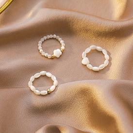 Растягивающиеся кольца из натуральных ракушек для женщин