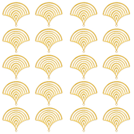 20Pcs Brass Pendants, DIY Accessories, for Bracelets, Earrings, Necklaces, Hollow, Fan