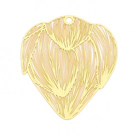 Латунные большие кулоны, цветок лотоса, гравированные металлические украшения, долговечный, без никеля 