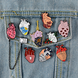 Creative Alloy Heart-shaped Brooch Pin Badge for Cartoon Lovers