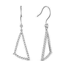 925 Sterling Silver Dangle Earrings, with Grade AAA Cubic Zirconia, Triangle