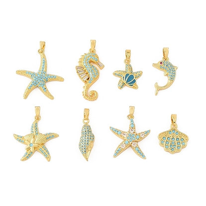 Подвески из латуни с морскими камнями, золотые