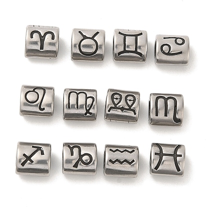 Овал с созвездием 304 бусины из нержавеющей стали, бусины с большим отверстием, античное серебро