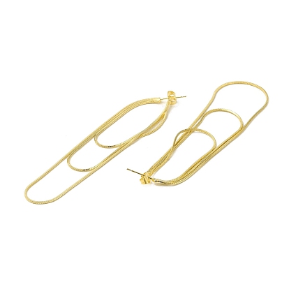 Brass Snake Chains Tassel Dangle Stud Earrings for Women, Cadmium Free & Nickel Free & Lead Free