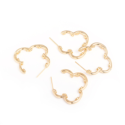 Brass Stud Earring Settings, with Sterling Silver, Cloud