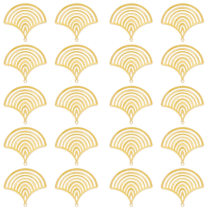 20Pcs Brass Pendants, DIY Accessories, for Bracelets, Earrings, Necklaces, Hollow, Fan