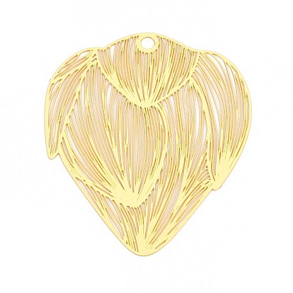 Латунные большие кулоны, цветок лотоса, гравированные металлические украшения, долговечный, без никеля 