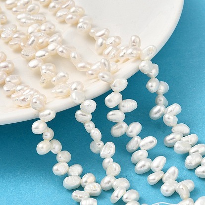 Нити из натурального культивированного пресноводного жемчуга, двух сторон полированной, класс 5а+, Топ пробуренной