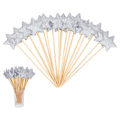 80 шт. вставка для торта в виде звезды из ткани для украшения открытки, с бамбуковой палкой, топперы для торта