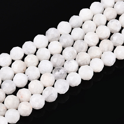 Natural Moonstone Beads Strands, Faceted, Round