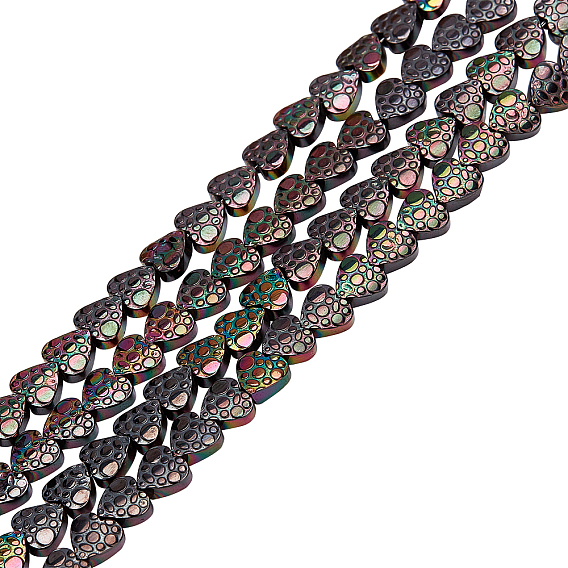2 Strands Electroplate Non-magnetic Synthetic Hematite Beads Strands, Beads Strands, Heart with Spot