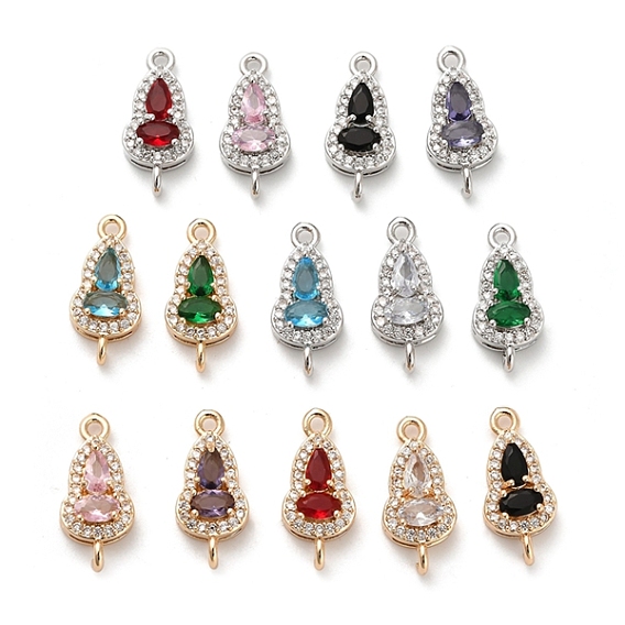 Подвески-соединители в виде стеклянной тыквы, латунные кубические циркониевые линзы, без кадмия, без никеля и без свинца, разноцветные