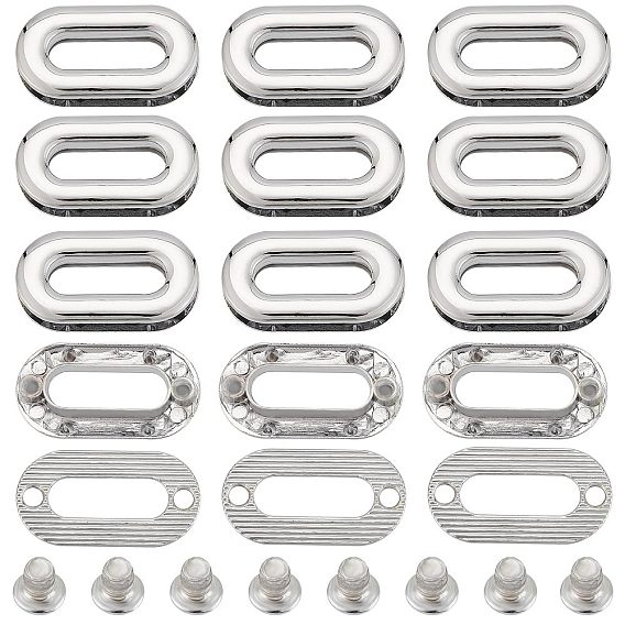 12шт. люверсы из сплава для сумки, завинчивающийся стиль, овальные, соединительные кольца ручки петли сумки, аксессуары для кошельков