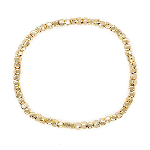 Летние квадратные бусины из синтетических драгоценных камней, эластичные браслеты