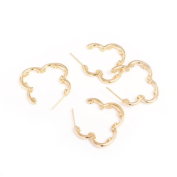 Brass Stud Earring Settings, with Sterling Silver, Cloud