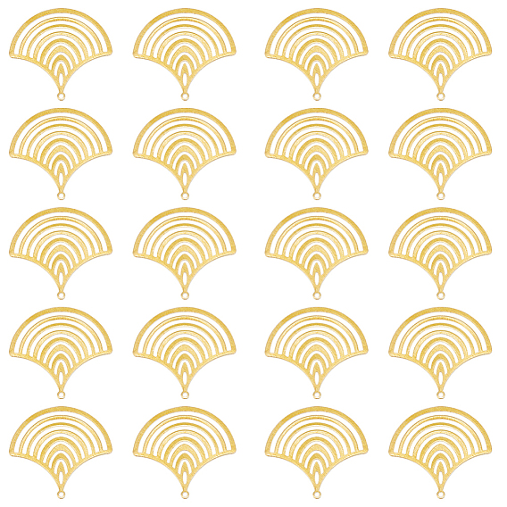 20Pcs Brass Pendants, DIY Accessories, for Bracelets, Earrings, Necklaces, Hollow, Fan