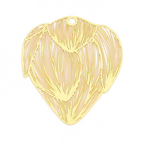 Латунные большие кулоны, цветок лотоса, гравированные металлические украшения, долговечный, без никеля 