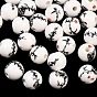 Floral Printed Porcelain Beads, Flower Patterned Ceramic Beads, Round