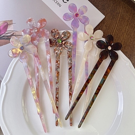 Cellulose Acetate Hair Forks, Hairpin Hair Accessory, Flower