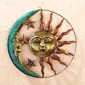 Décorations murales en fer, fournitures de décoration pour la maison, lune avec soleil
