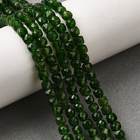 Натуральный зеленый диопсид бисер нити, граненые, кубические