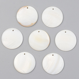 Natural Freshwater Shell Pendants, Flat Round