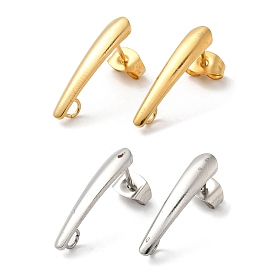 304 Stainless Steel Stud Earring Findings, with Loops, Teardrop