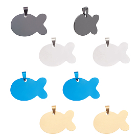 Stainless Steel Pendants, Stamping Blank Tag, Fish