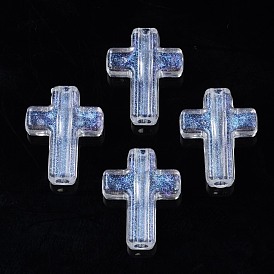 Transparent Acrylic Beads, Glitter Powder, Cross