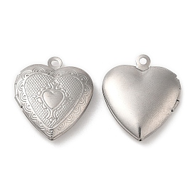 316 Surgical Stainless Steel Locket Pendants, Heart Charm