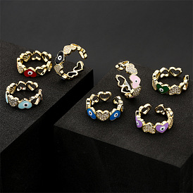 Golden Devil Eye Oil Drop Zirconia Ring for Women - European and American Style Love Design
