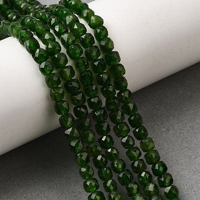 Натуральный зеленый диопсид бисер нити, граненые, кубические
