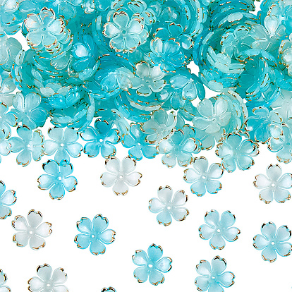 180 шт. акриловые колпачки для бусин, 5-лепестков цветка, с золотым краем