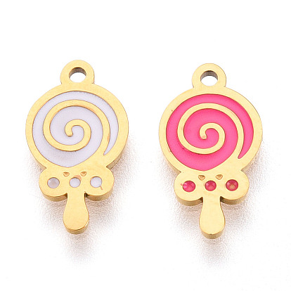 304 из нержавеющей стали шармы эмали, леденец очарование, ионное покрытие (ip), реальный 14 k позолоченный