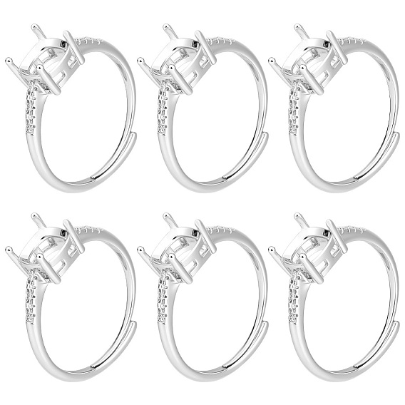 6шт. регулируемые настройки колец из сплава, с четким кубического циркония, настройки зубчатого кольца