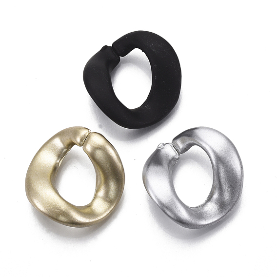 Spray Painted CCB Plastic Linking Rings, Quick Link Connectors, For Jewelry Curb Chains Making, Oval Twist