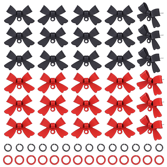 Наборы для самостоятельного изготовления сережек-гвоздиков с бантиками из сплава, В комплект входят: 925 булавки и петля из стерлингового серебра., 304 Открытые соединительные кольца из нержавеющей стали и железа