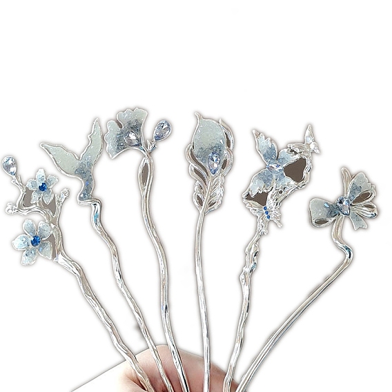 Палочки для волос из сплава со стразами, аксессуары для волос для женщин и девочек